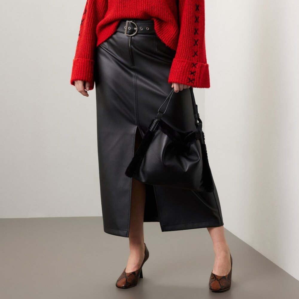 Plus Size Faux Leather Maxi Skirt